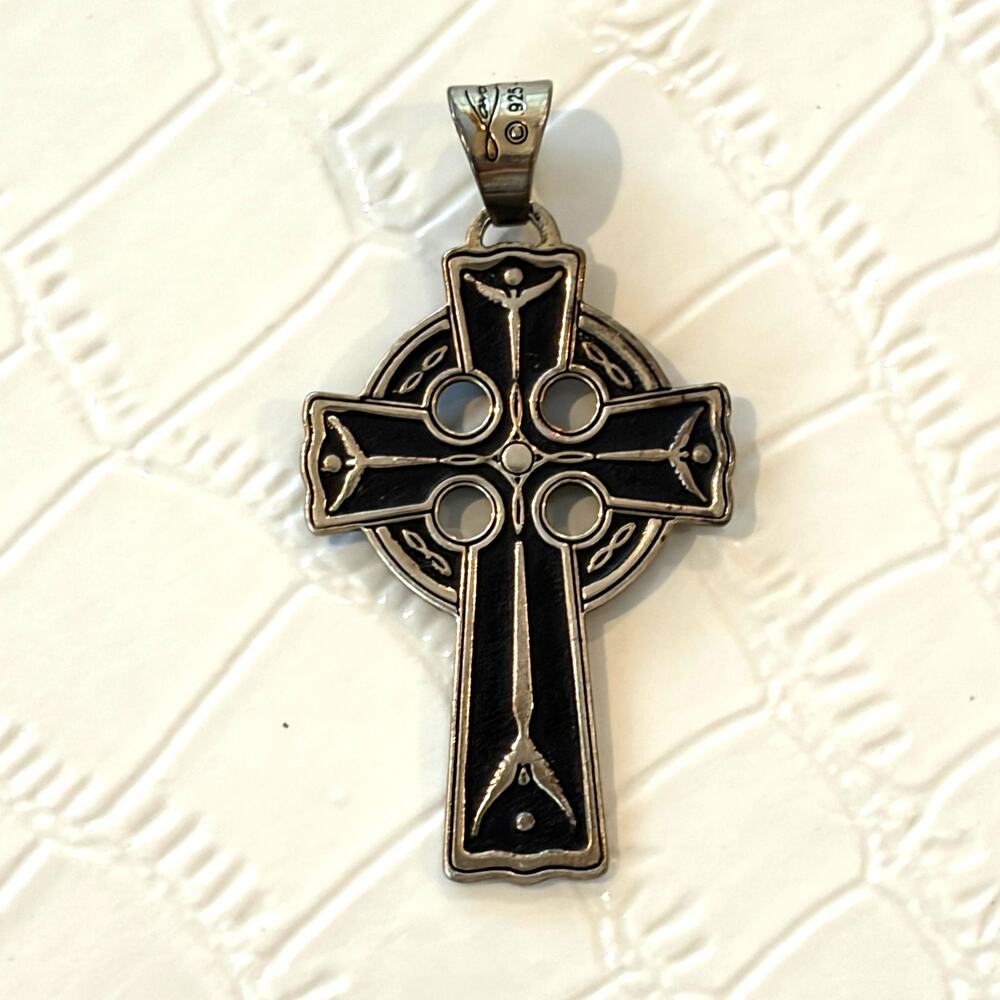 Lavaggi Sterling Silver .925 and 14k Gold Celtic Cross Pendent Reversible